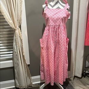Pink Geometric Patterned Dress